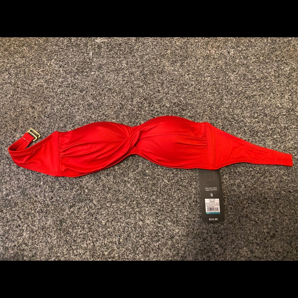 Strapless Red Target Bikini Top
